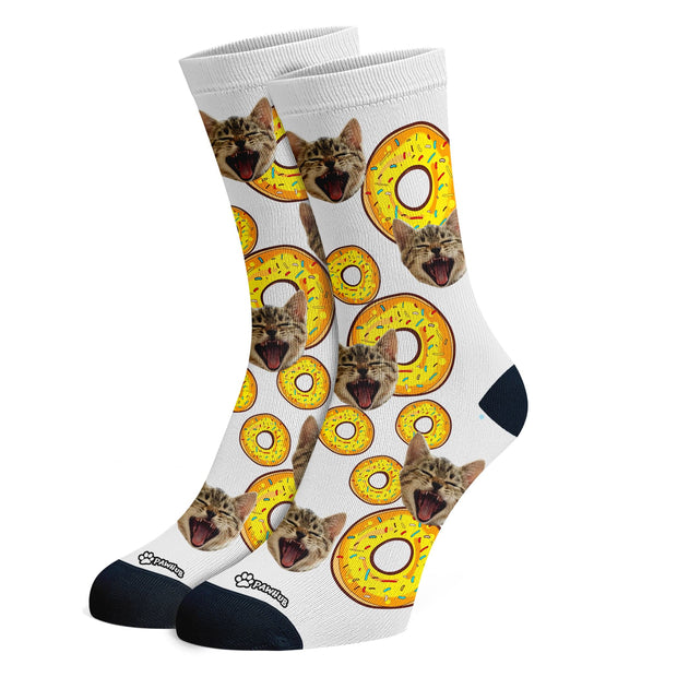 PawHub CAT / DONUTS / YELLOW Custom Socks