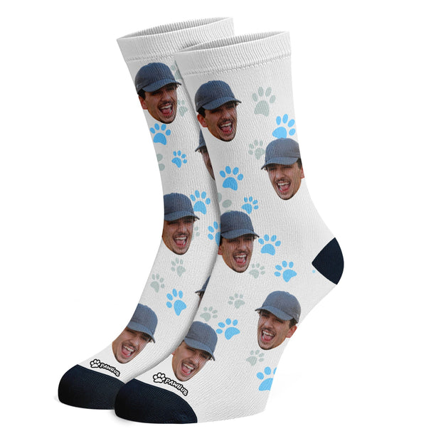 PawHub FACE / PAW PRINTS / BLUE Custom Socks
