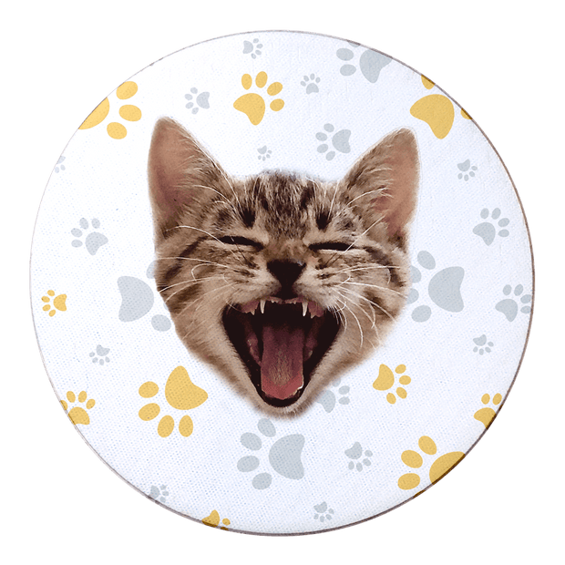PawHub Cat / Yellow / Paw Prints Custom Coasters