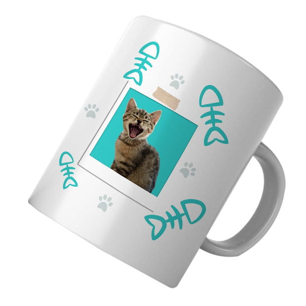 PawHub BONES & PAW PRINTS / TURQUOISE Custom Cat Mugs
