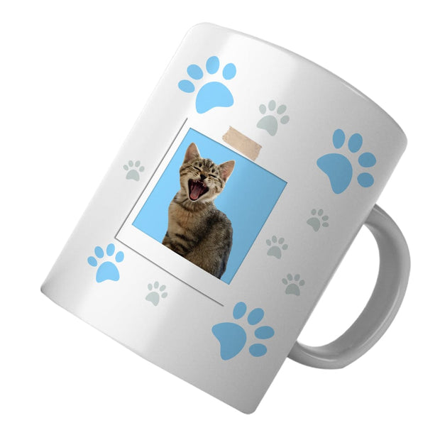 PawHub Blue Custom Cat Mug | Paw Prints