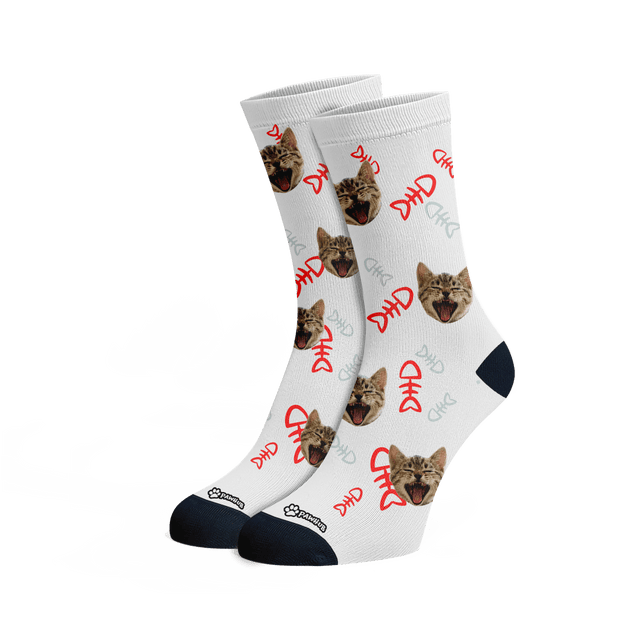 PawHub CAT / BONES / RED Custom Socks