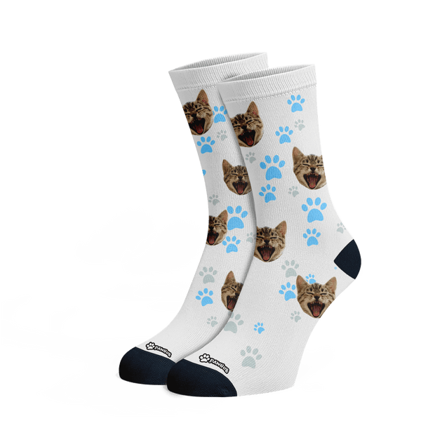 PawHub CAT / PAW PRINTS / BLUE Custom Socks