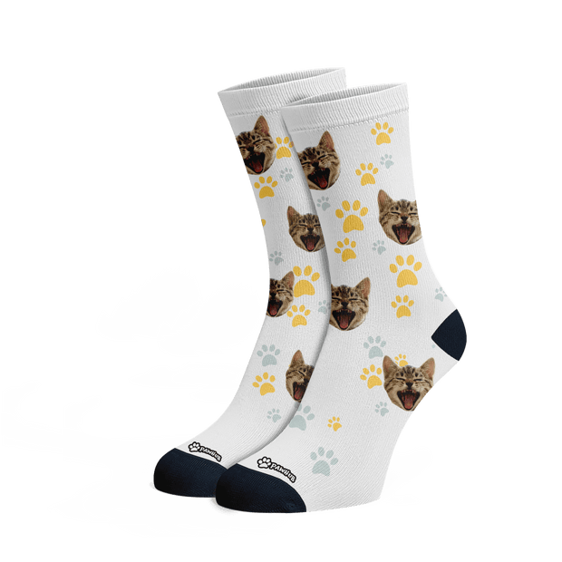 PawHub CAT / PAW PRINTS / YELLOW Custom Socks