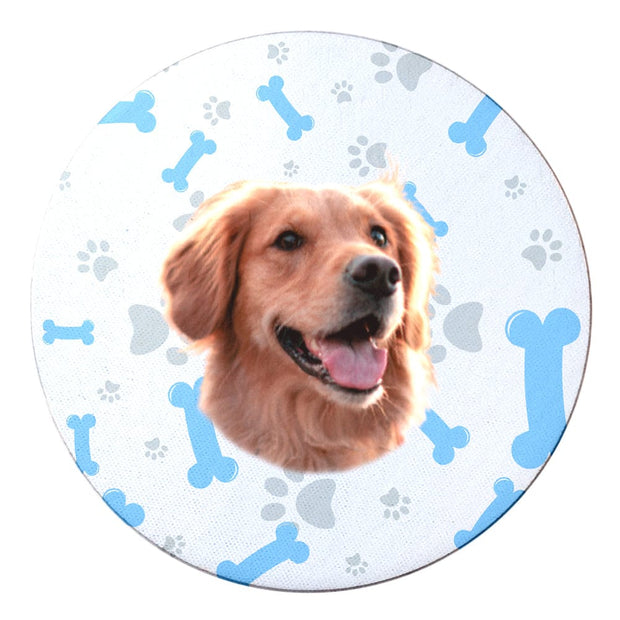 PawHub Dog / Bones & Paw Prints / Blue Custom Coasters