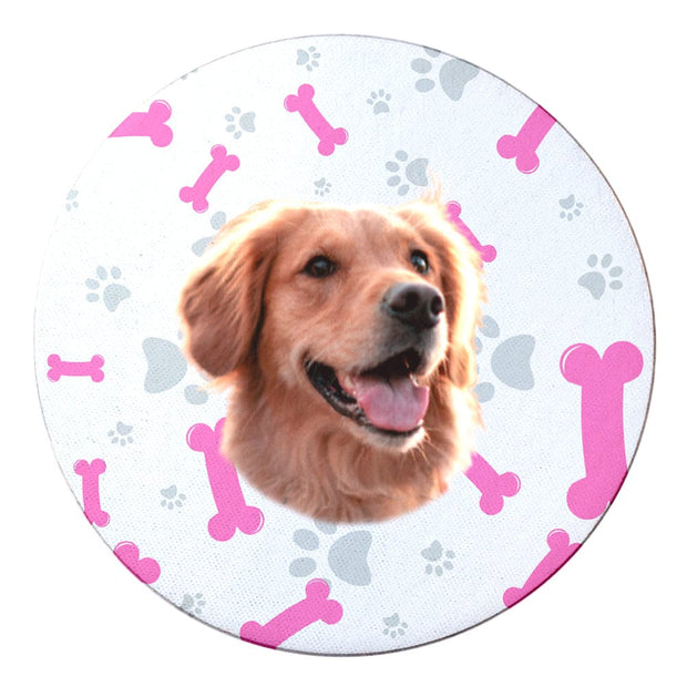 PawHub Dog / Bones & Paw Prints / Pink Custom Coasters