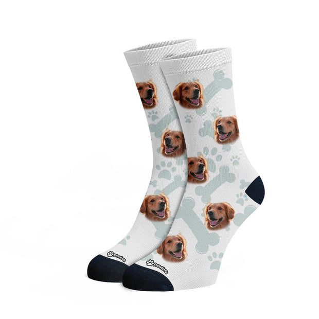 PawHub DOG / PAW PRINTS & BONES / GREY Custom Socks