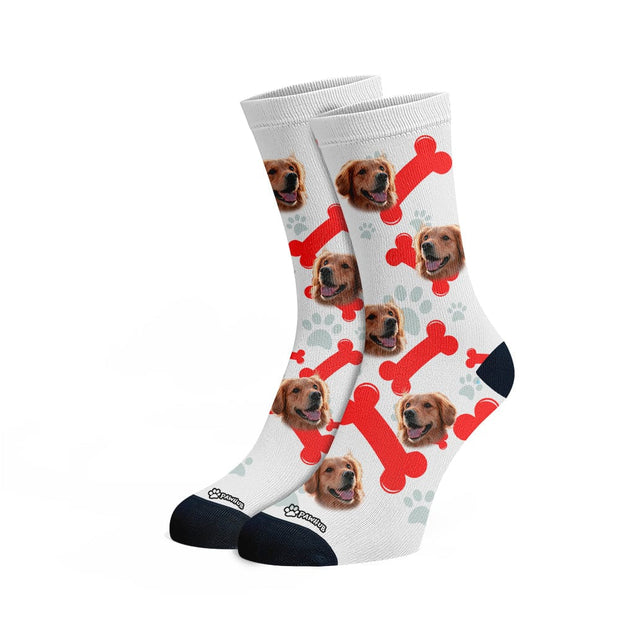 PawHub DOG / PAW PRINTS & BONES / RED Custom Socks
