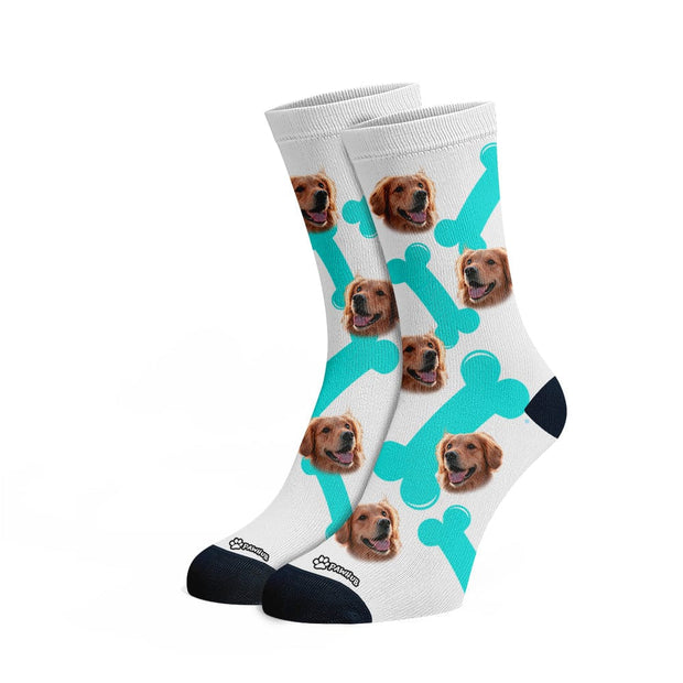 PawHub DOG / BONES / TURQUOISE Custom Socks