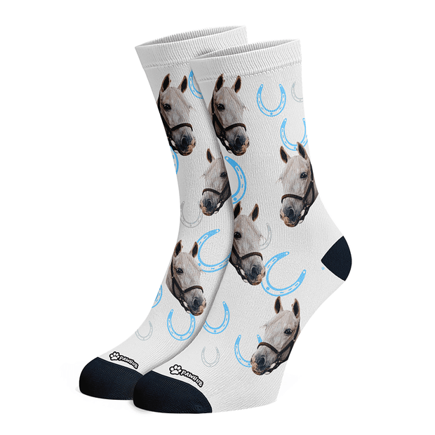 PawHub Horse Shoes / Blue Custom Horse Socks