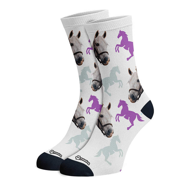 PawHub Horse Silhouette / Purple Custom Horse Socks