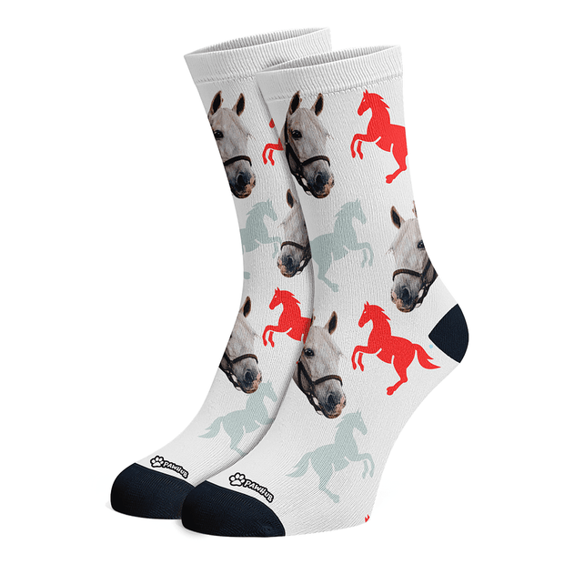 PawHub Horse Silhouette / Red Custom Horse Socks