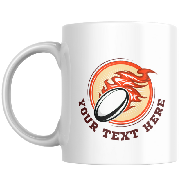 Custom Rugby mug | Flaming Ball