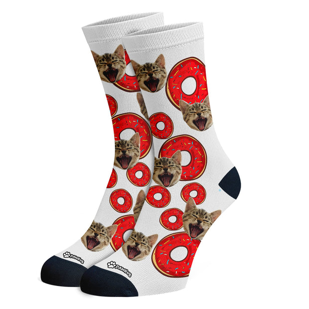 PawHub CAT / DONUTS / RED Custom Socks