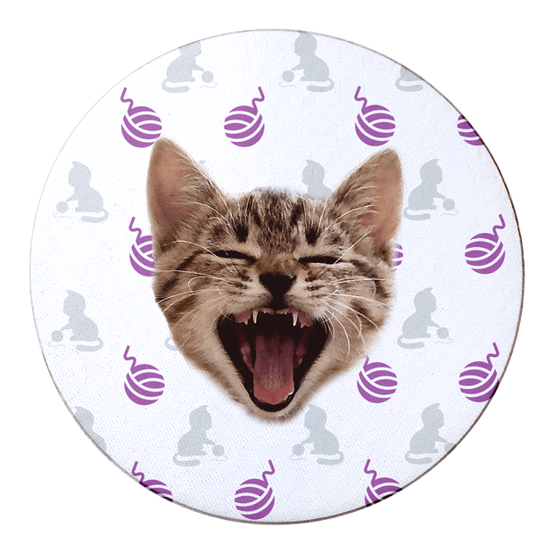 PawHub Cat / Purple / Wool Ball Custom Coasters
