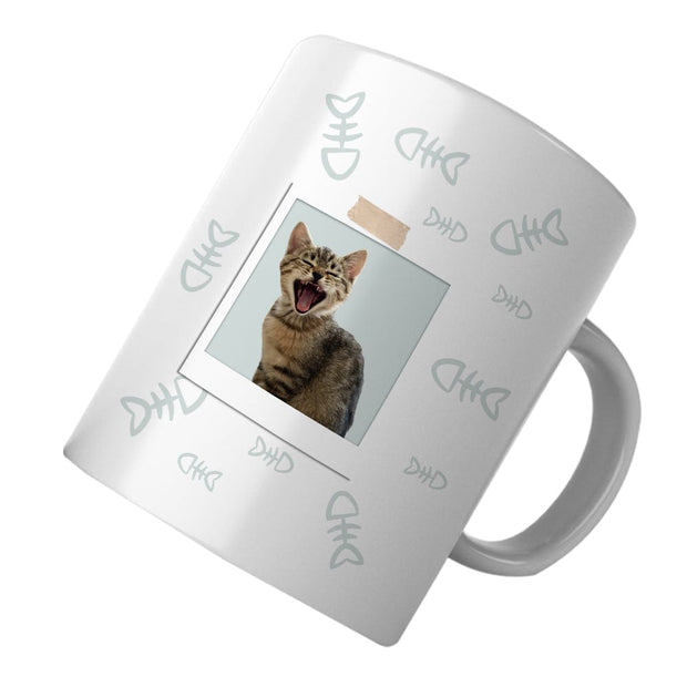 PawHub Grey Custom Cat Mug | Fish Bones