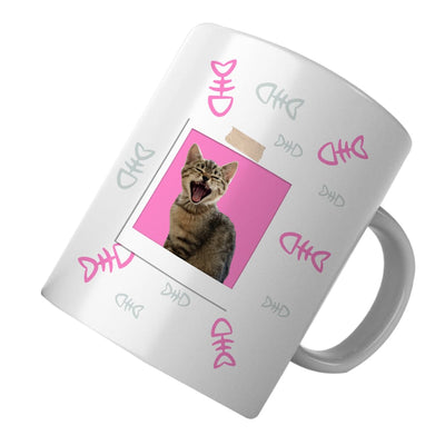 PawHub Pink Custom Cat Mug | Fish Bones