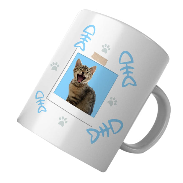 PawHub BONES & PAW PRINTS / BLUE Custom Cat Mugs