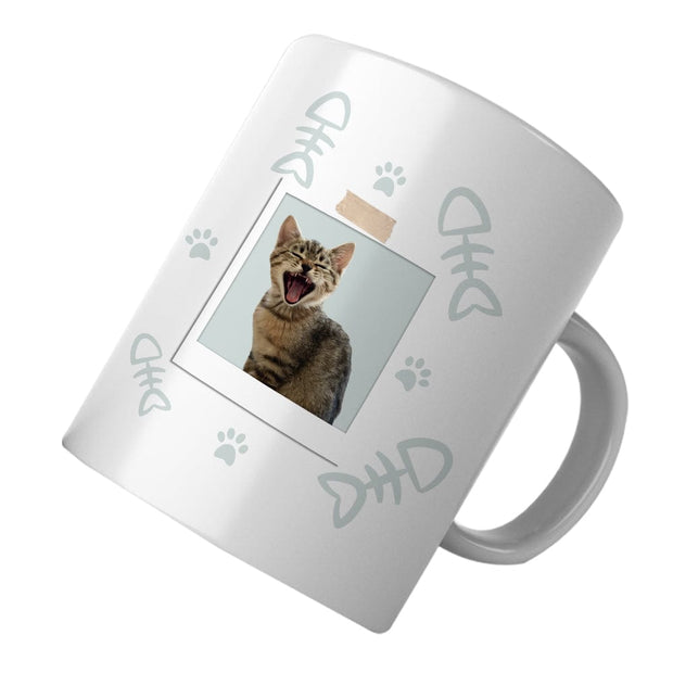 PawHub BONES & PAW PRINTS / GREY Custom Cat Mugs