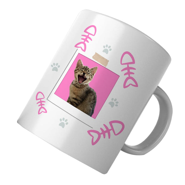 PawHub BONES & PAW PRINTS / PINK Custom Cat Mugs