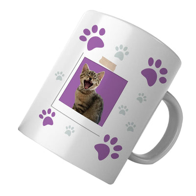 PawHub Purple Custom Cat Mug | Paw Prints