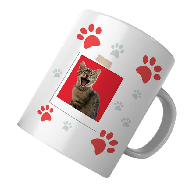 PawHub Red Custom Cat Mug | Paw Prints