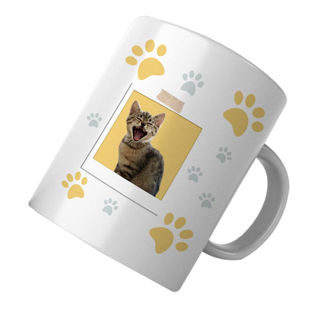 PawHub Yellow Custom Cat Mug | Paw Prints