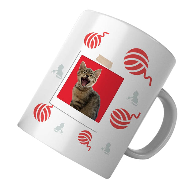 PawHub Red Custom Cat Mug | Wool Ball