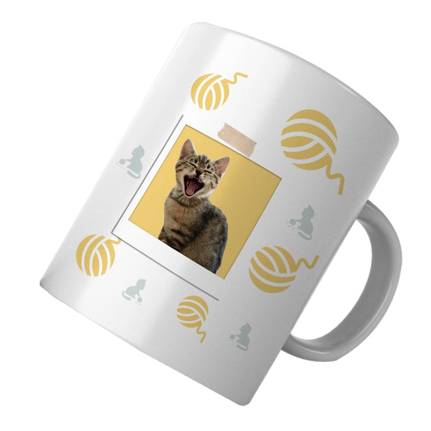 PawHub Yellow Custom Cat Mug | Wool Ball