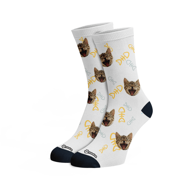 PawHub CAT / BONES / YELLOW Custom Socks