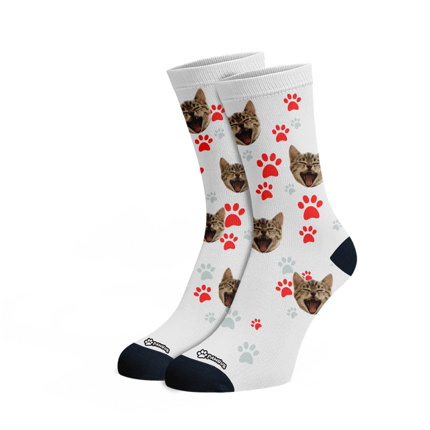 PawHub CAT / PAW PRINTS / RED Custom Socks