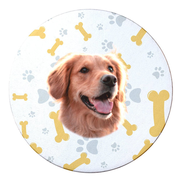 PawHub Dog / Bones & Paw Prints / Yellow Custom Coasters