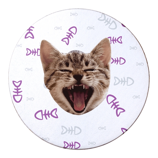 PawHub Cat / Purple / Fish Bones Custom Coasters