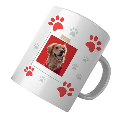 PawHub Red Custom Dog Mug | Paw Prints
