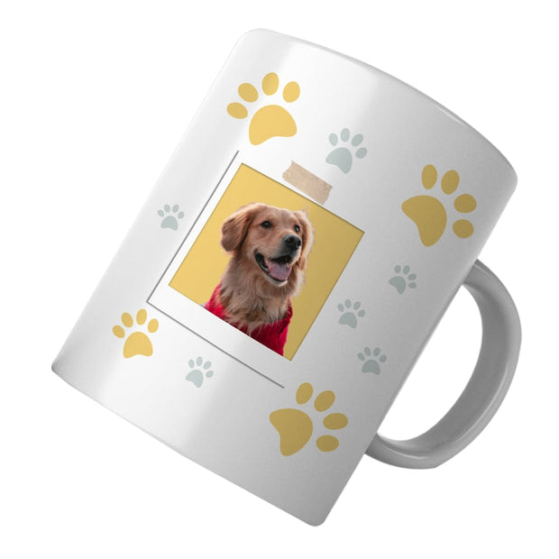 PawHub Yellow Custom Dog Mug | Paw Prints