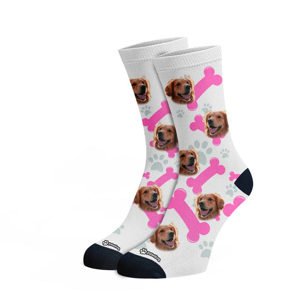 PawHub DOG / PAW PRINTS & BONES / PINK Custom Socks