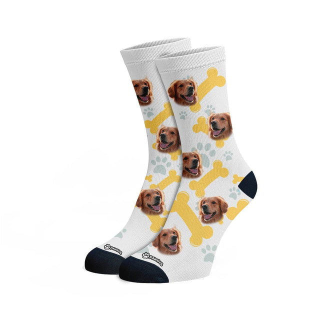 PawHub DOG / PAW PRINTS & BONES / YELLOW Custom Socks
