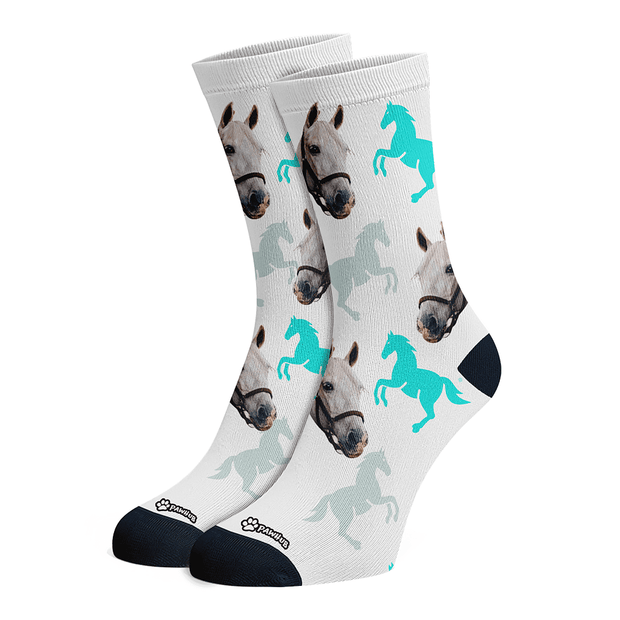 PawHub Horse Silhouette / Turquoise Custom Horse Socks